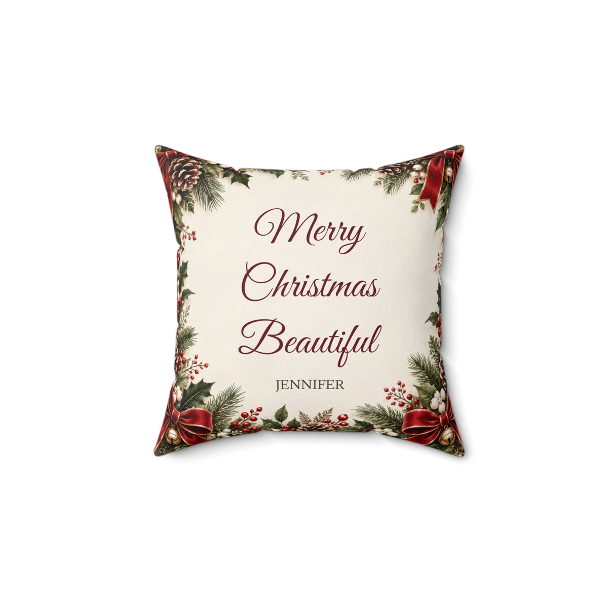 Personalized Christmas Pillow Custom Name Holiday Merry Christmas Gift for Her