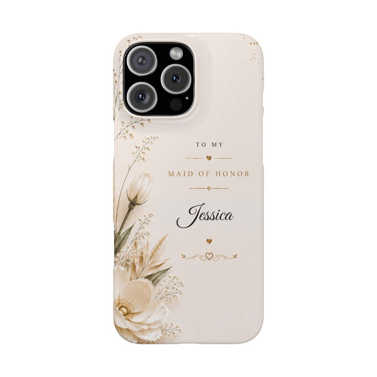 Personalized Maid of Honor Custom Name Floral Slim Case Wedding Party Gift