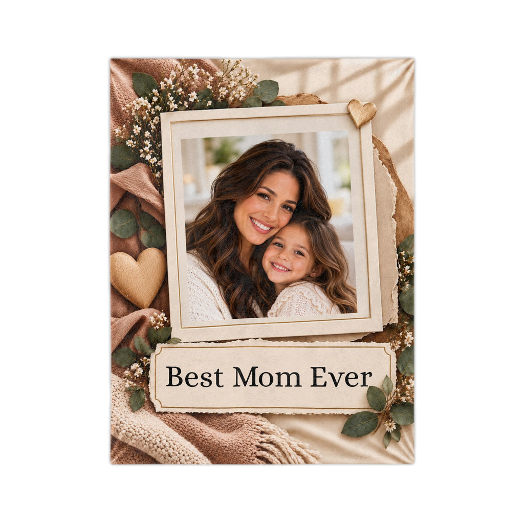 Personalized Mom Photo Blanket Custom Picture Best Mom Ever Gift