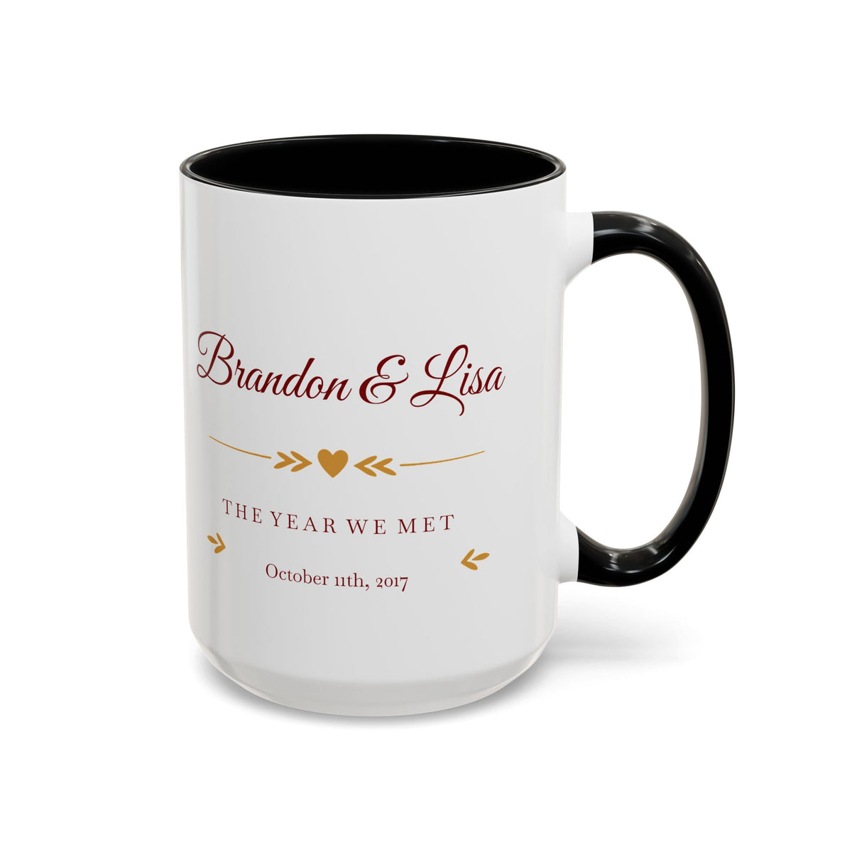 The Year We Met Mug, Couple Names and Date – view 3