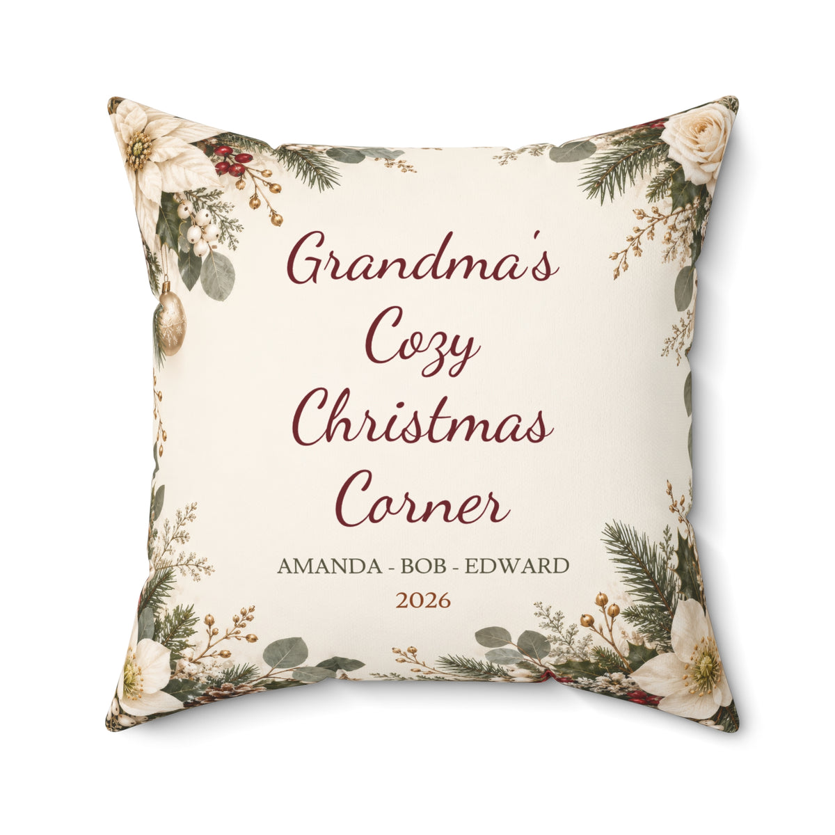 Grandma Christmas Pillow with Grandkids Names – view 6