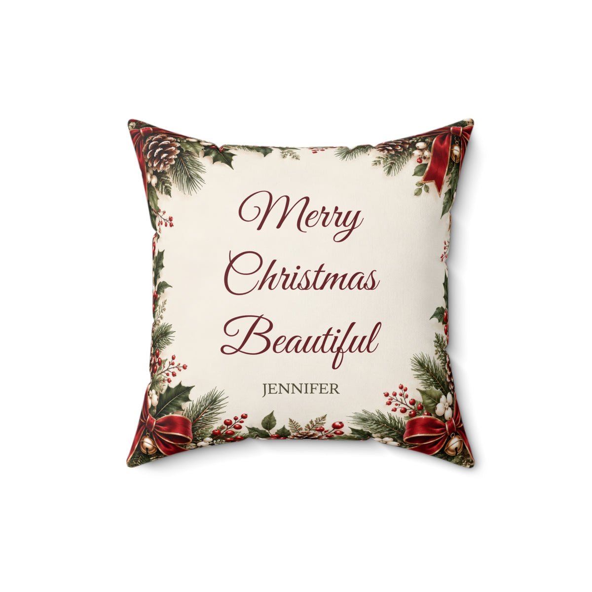 Merry Christmas Pillow with Custom Name – view 2