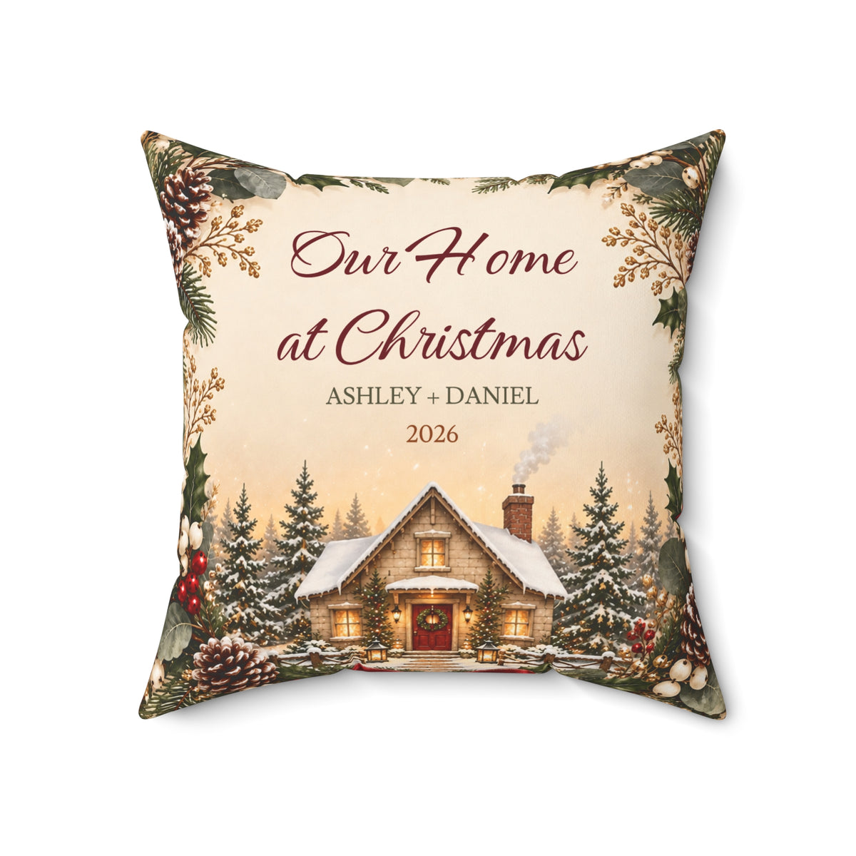 Newlywed Christmas Pillow, Names and Year – view 5