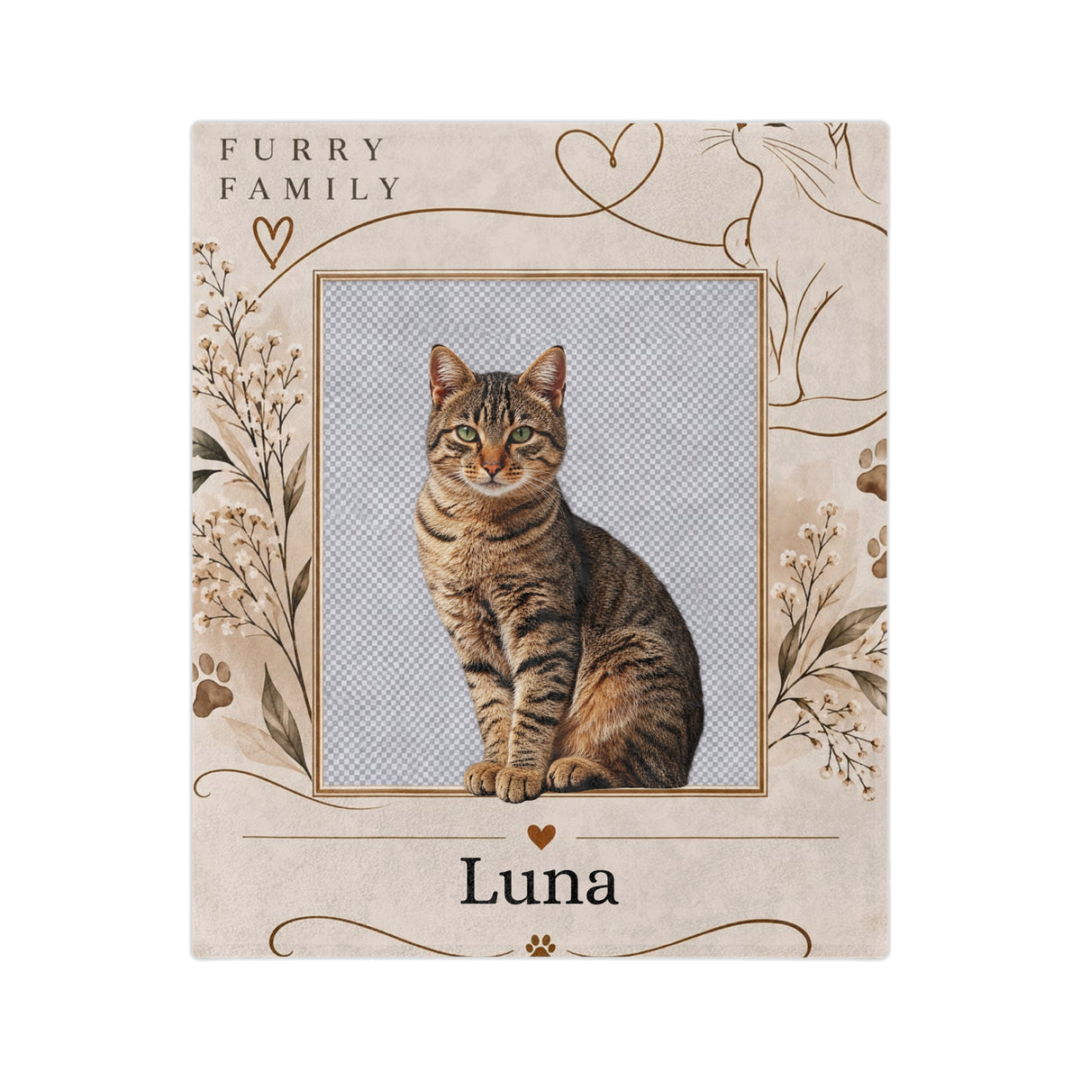 Personalized Cat Photo Blanket Custom Cat Name Cat Lover Keepsake Gift