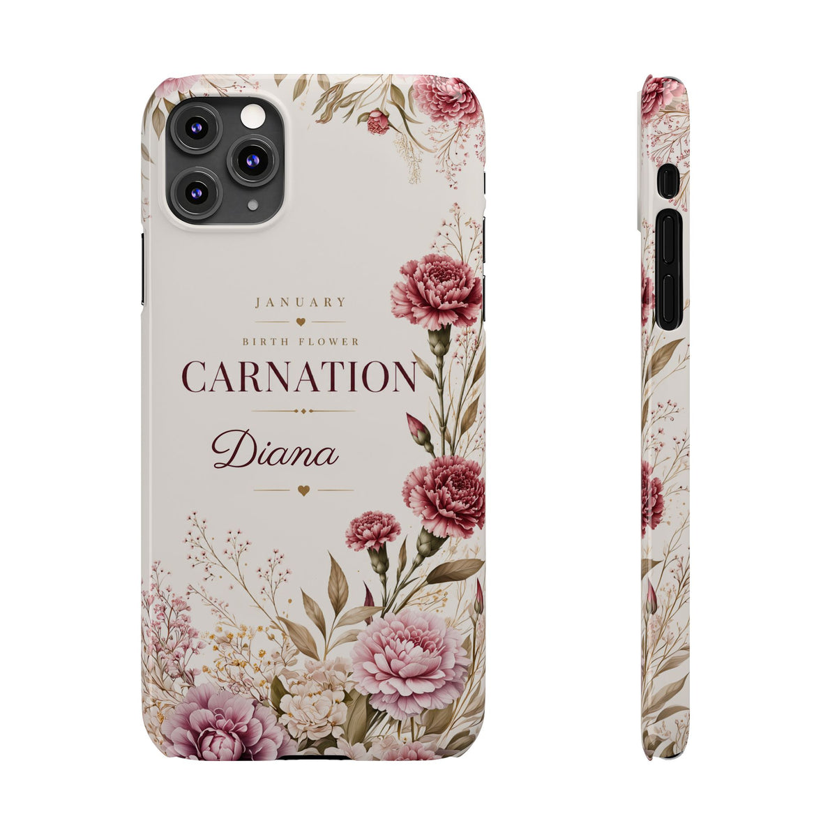 January Birth Flower Phone Case, Carnation – view 2