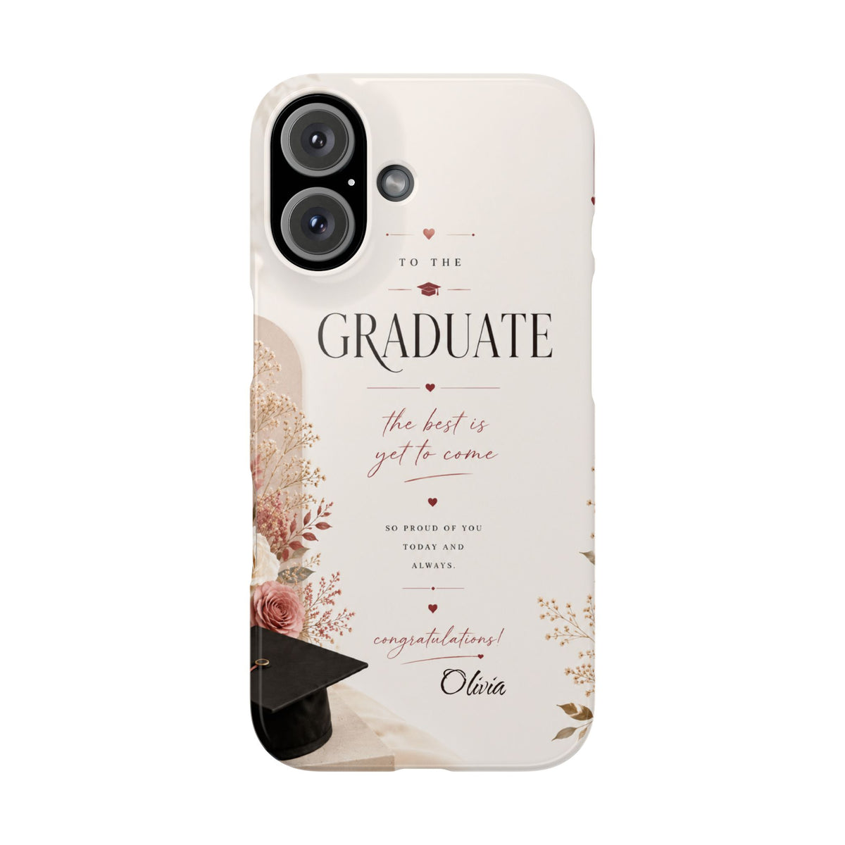 Personalized Graduate Custom Name Floral Graduation Slim Phone Case Gift for Graduate