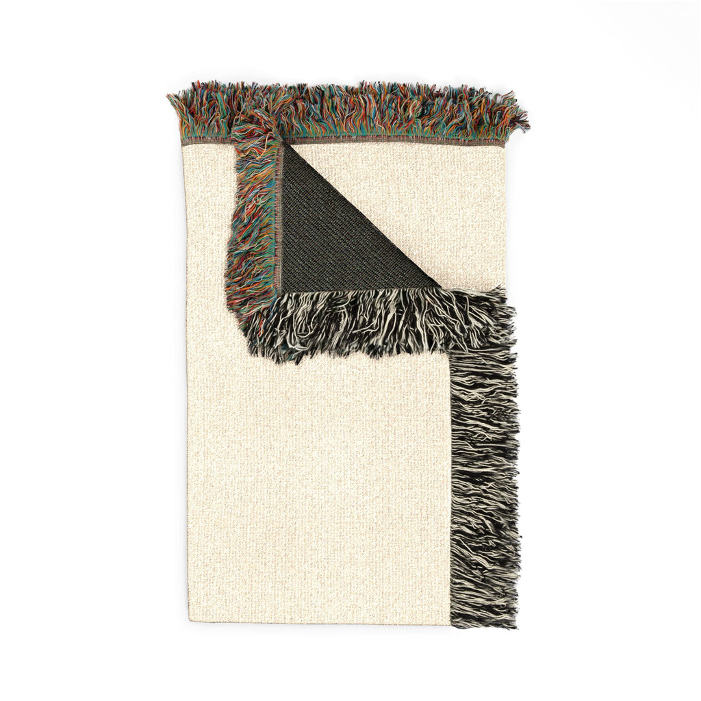 Woven Blanket — Minimal Script Fringe Throw Blanket (Cream or Charcoal)