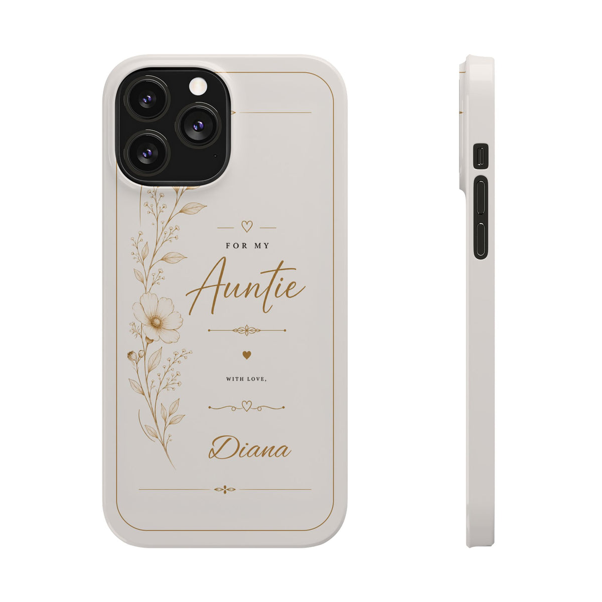 Personalized Auntie Custom Name Floral Slim Phone Case Gift for Aunt