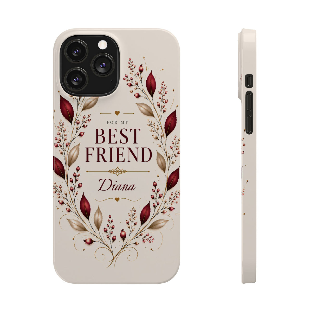 Personalized Best Friend Custom Name Floral Slim Phone Case Gift for Best Friend