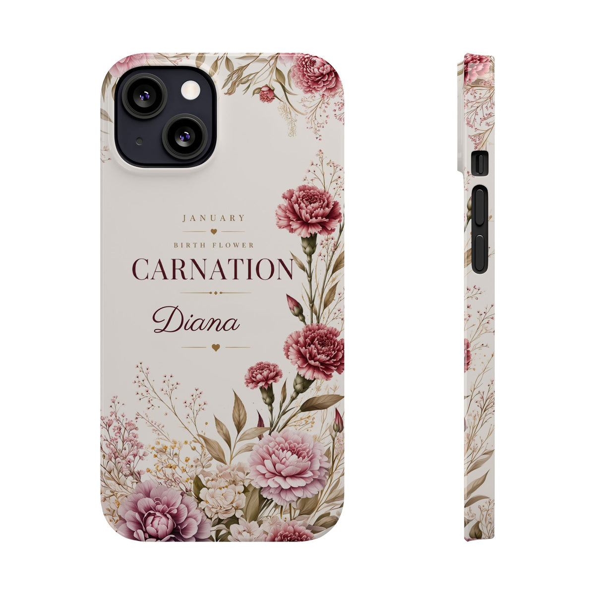 January Birth Flower Phone Case, Carnation – view 3