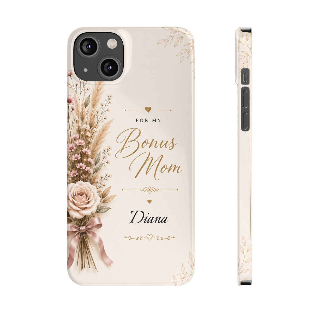 Personalized Bonus Mom Custom Name Floral Slim Phone Case Gift for Stepmom
