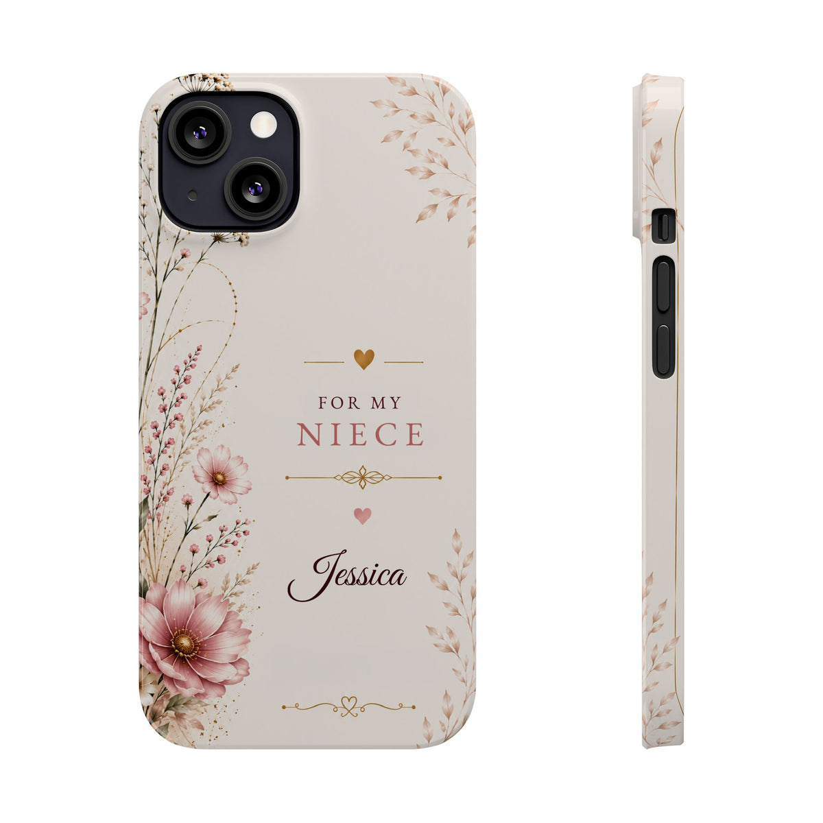 Personalized Niece Custom Name Floral Slim Case Gift for Niece