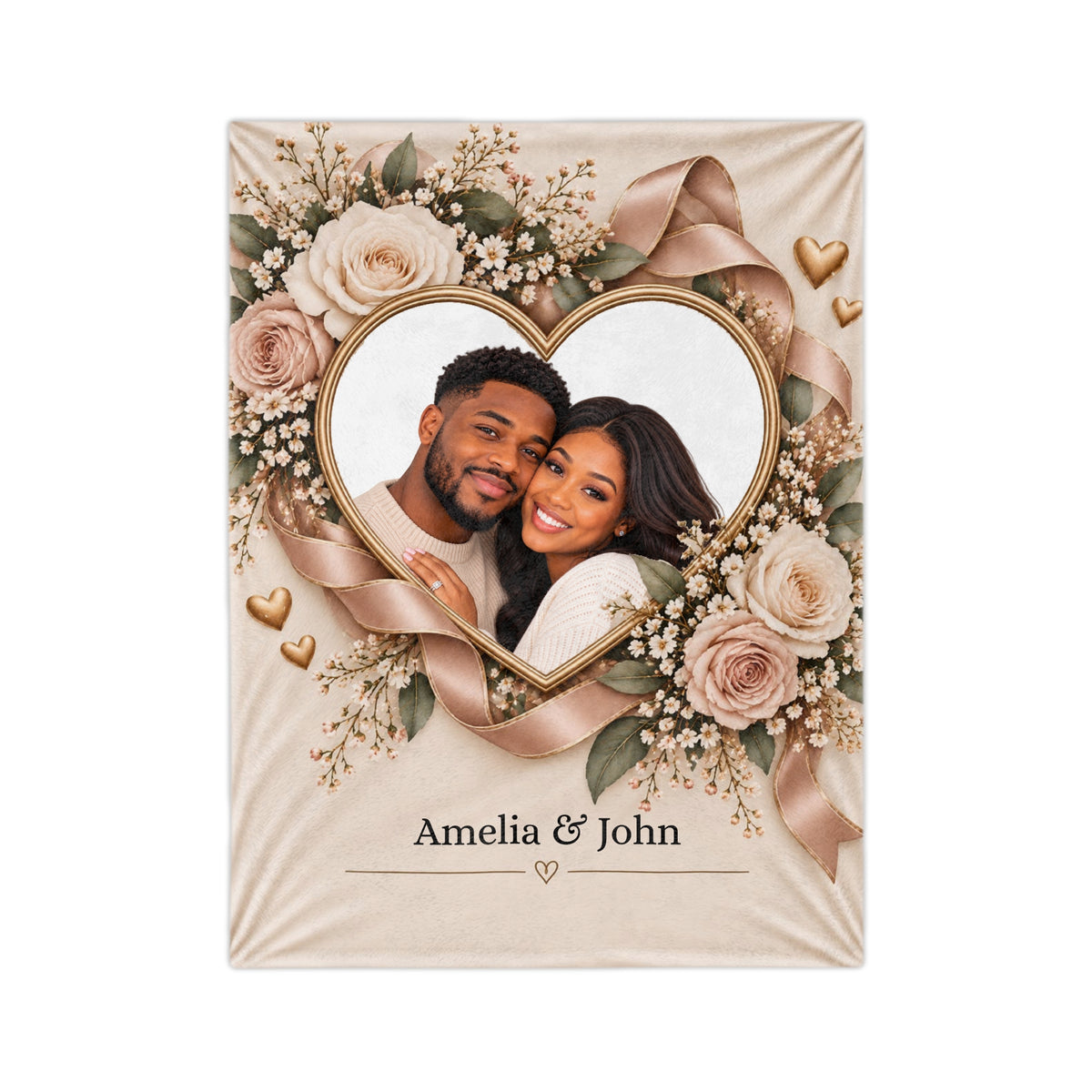 Personalized Couple Photo Blanket Custom Names Romantic Anniversary Gift for Couples
