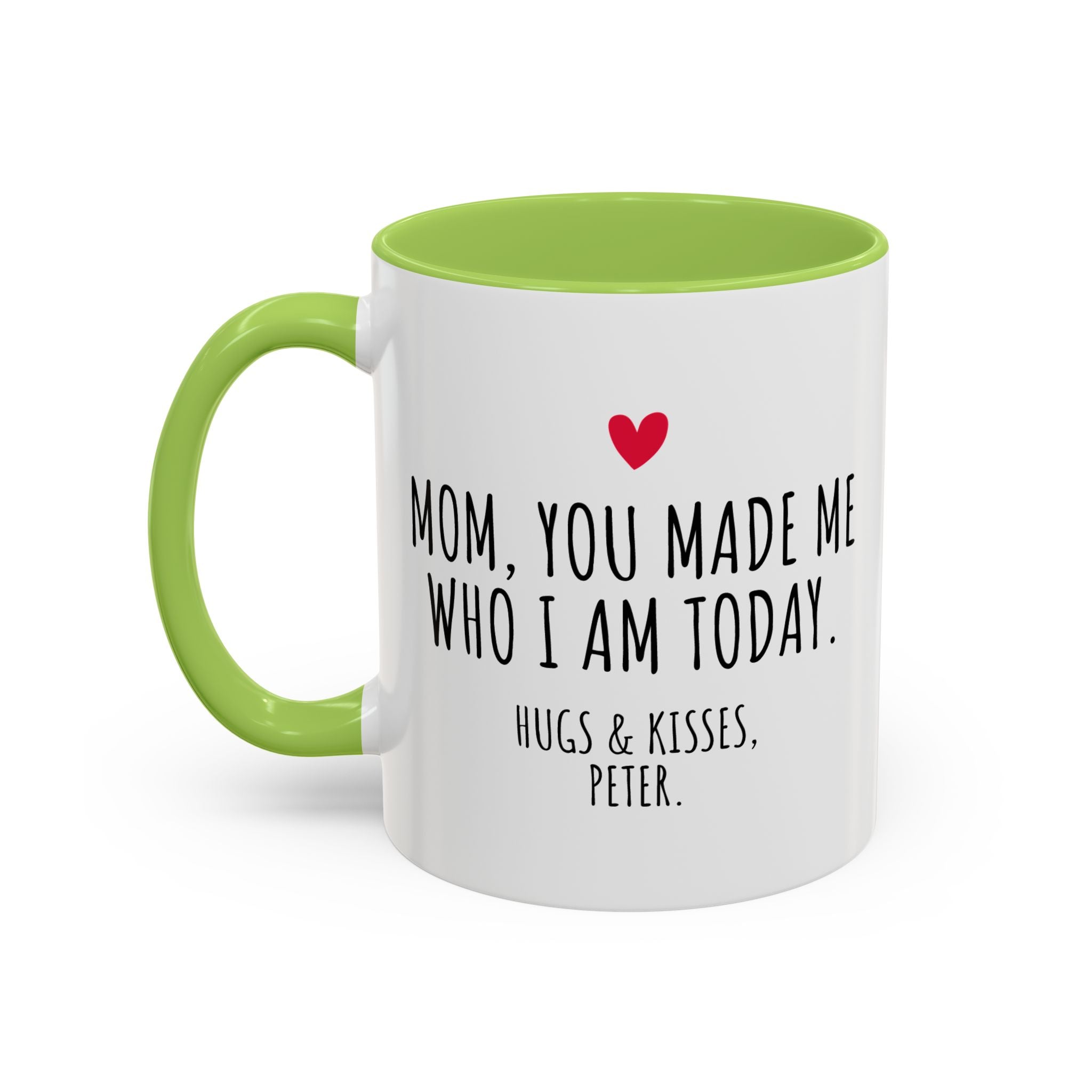Copy of Personalized Heart Coffee Mug — "[Name], you’re the woman who makes my heart smile" (Accent 11/15oz)