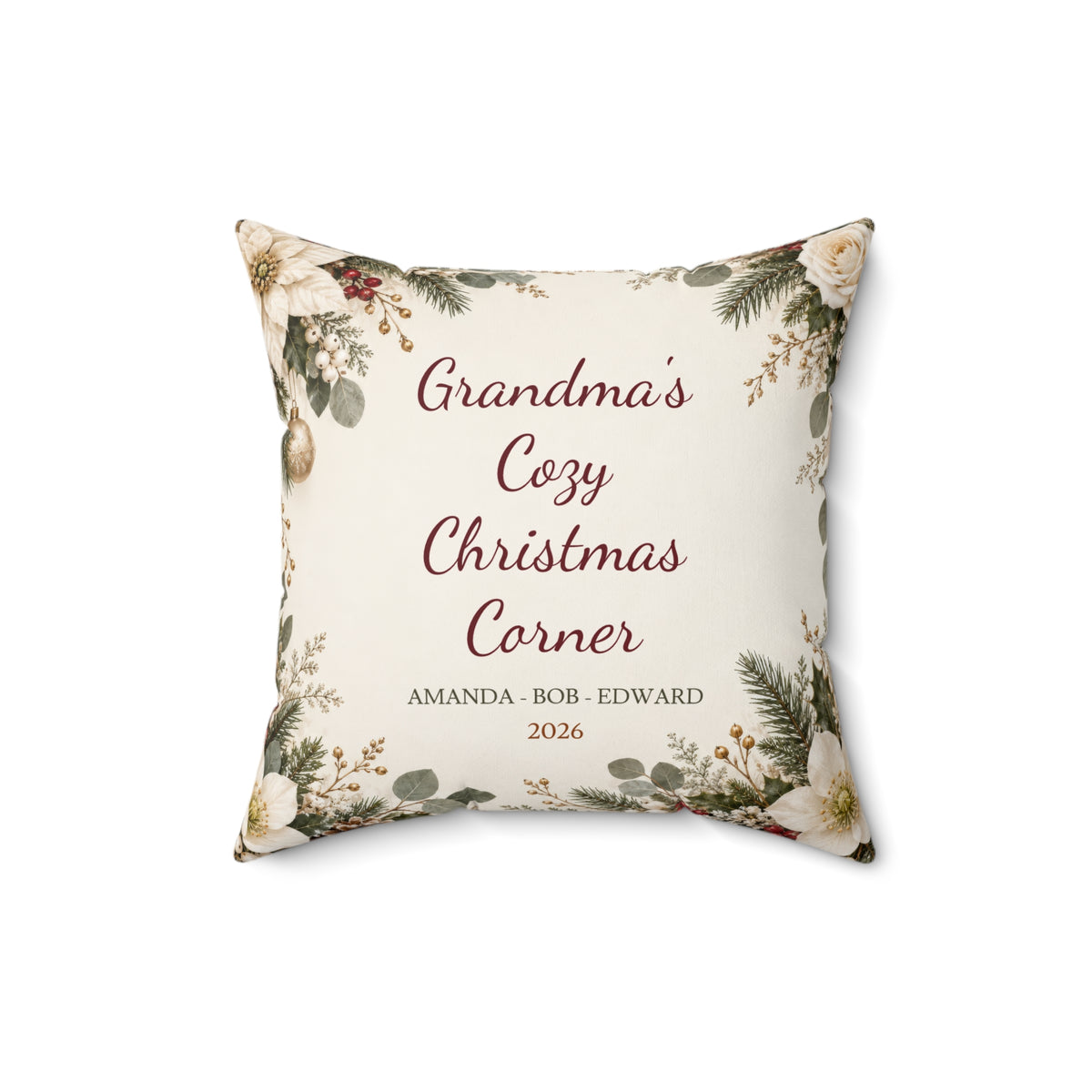 Grandma Christmas Pillow with Grandkids Names – view 2