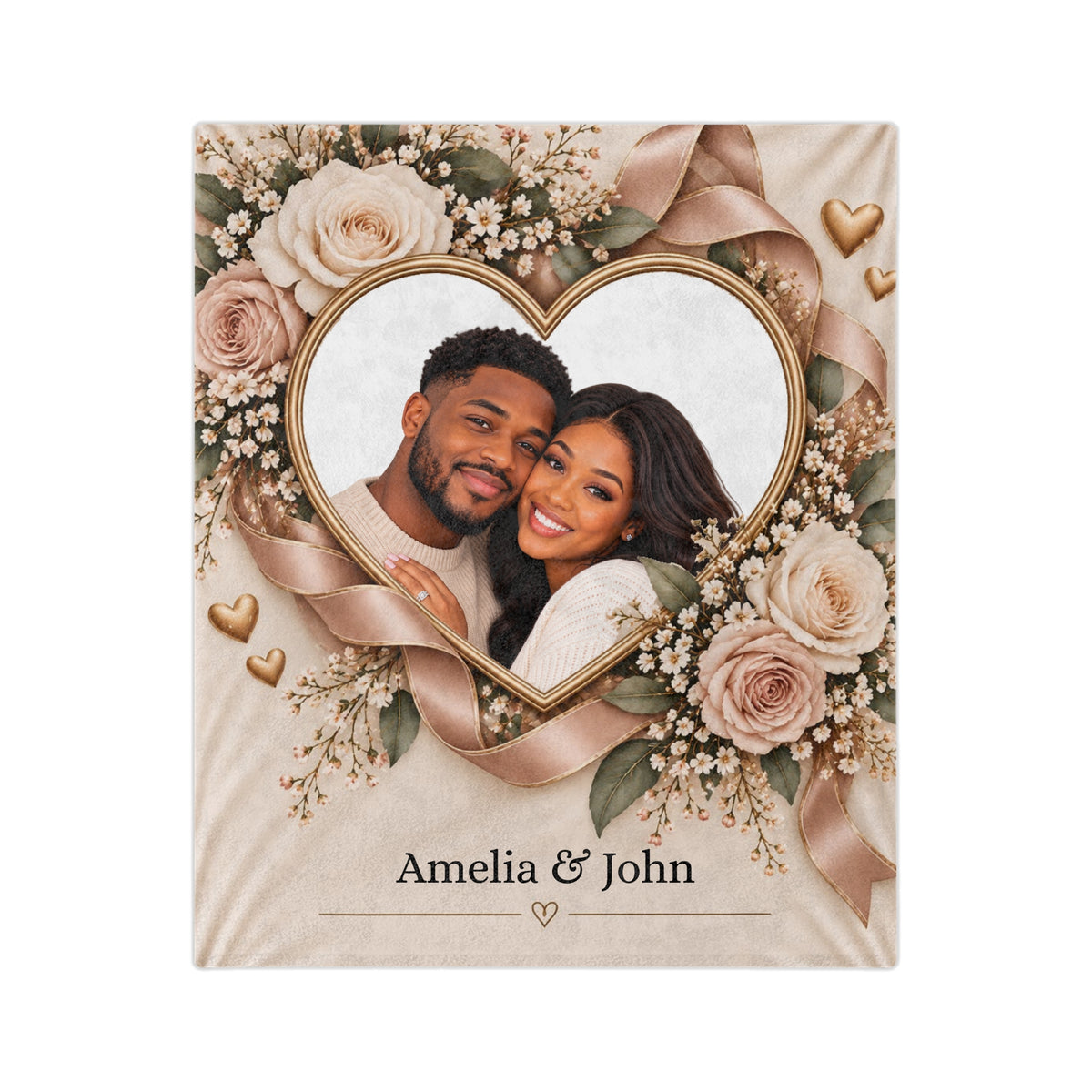Personalized Couple Photo Blanket Custom Names Romantic Anniversary Gift for Couples