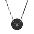 January birth flower necklace in black, engraved with a carnation and the name Jessica