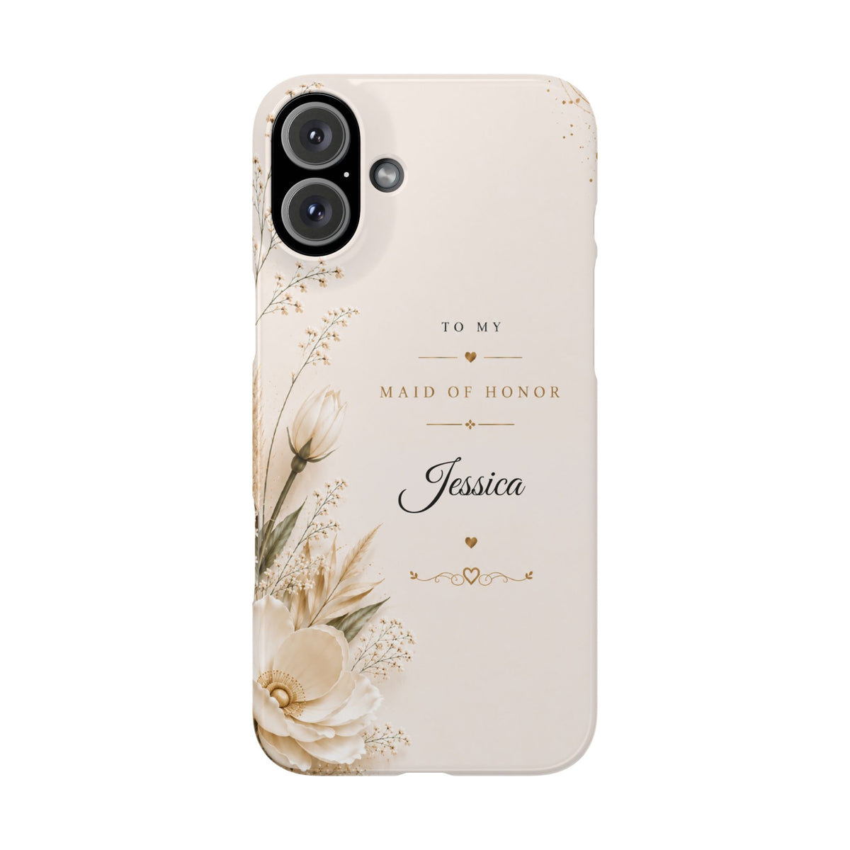 Personalized Maid of Honor Custom Name Floral Slim Case Wedding Party Gift