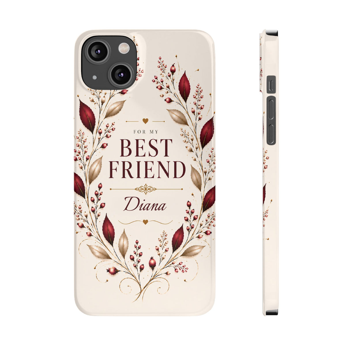 Personalized Best Friend Custom Name Floral Slim Phone Case Gift for Best Friend