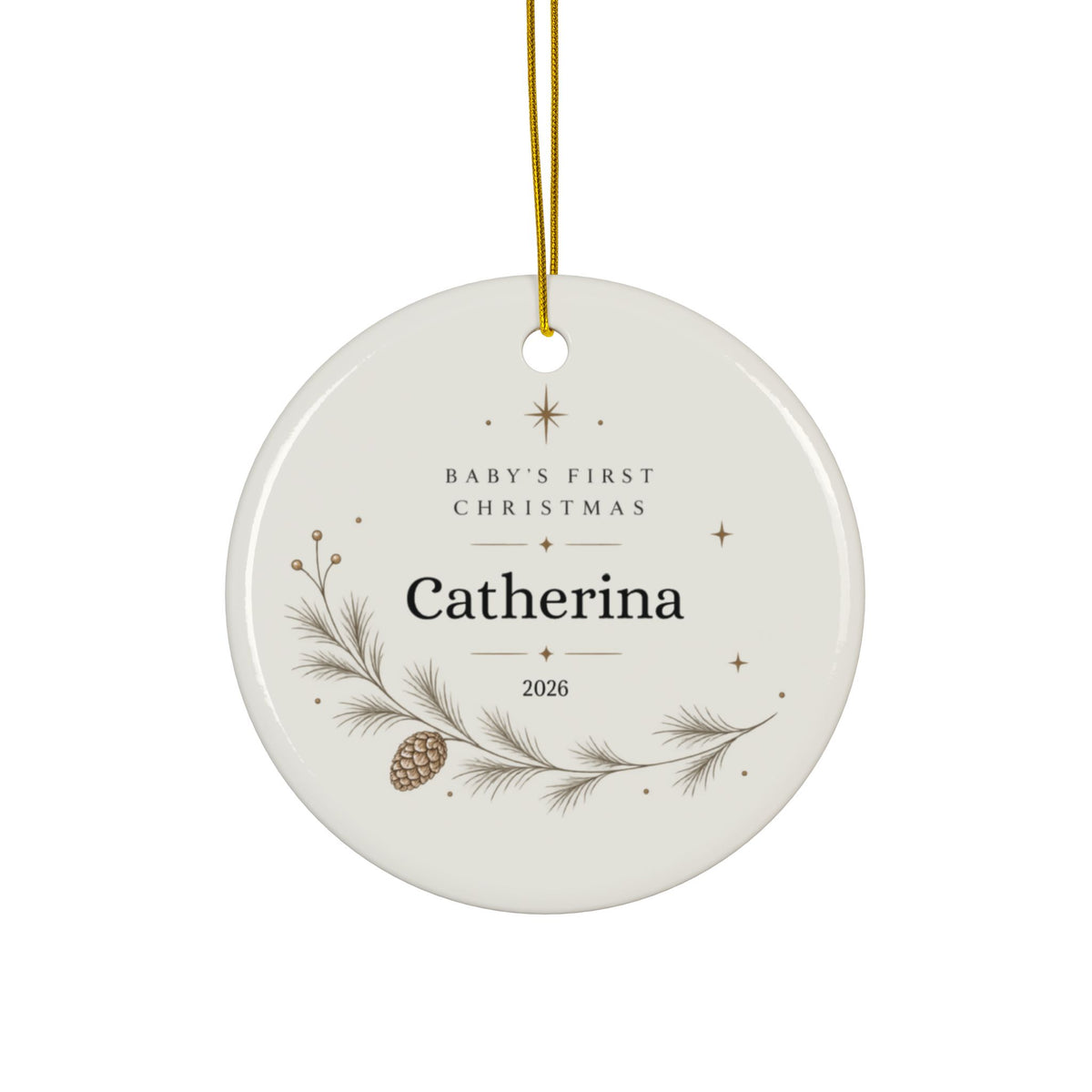 Minimal Baby's First Christmas Ornament with Name and Year
