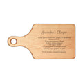 Grandpa's recipe cutting board, maple paddle board engraved with Grandpa's Recipe and a script recipe