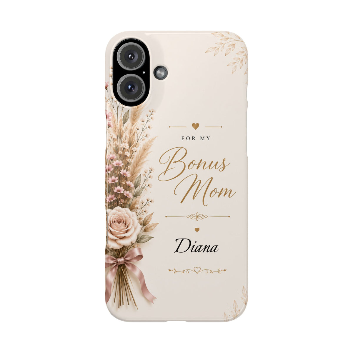 Personalized Bonus Mom Custom Name Floral Slim Phone Case Gift for Stepmom