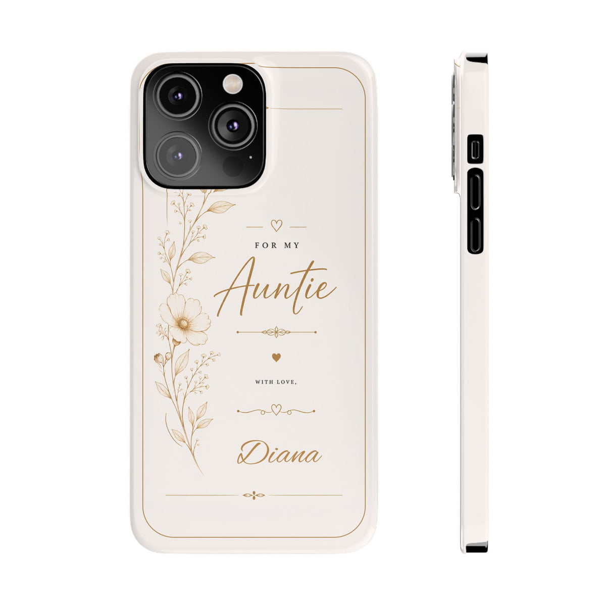 Personalized Auntie Custom Name Floral Slim Phone Case Gift for Aunt