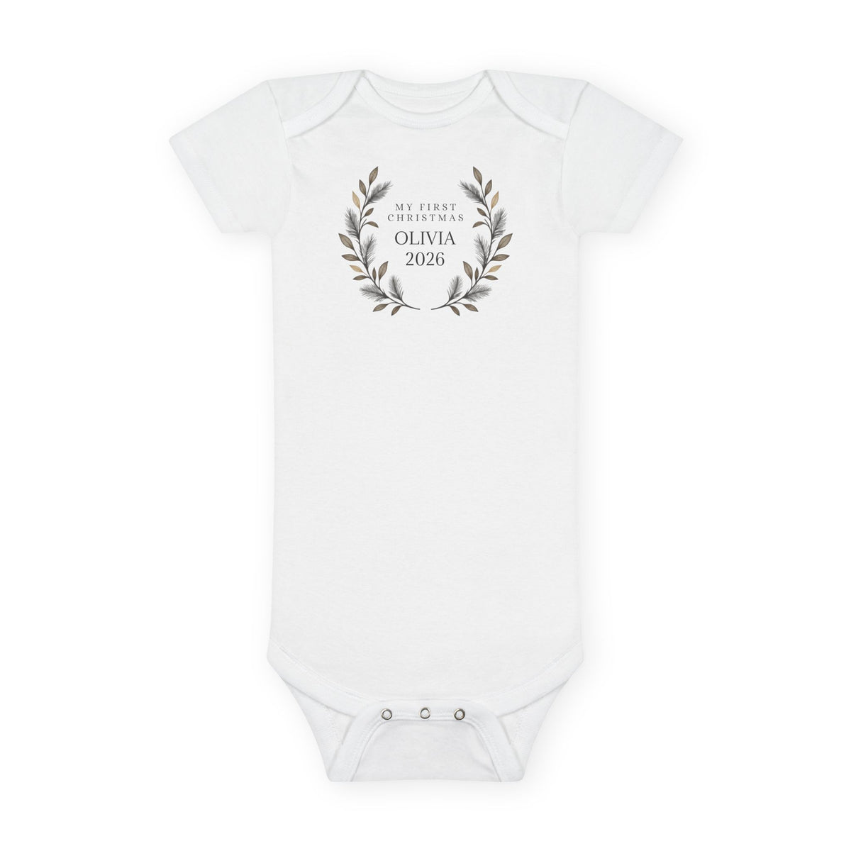 Personalized Baby First Christmas Bodysuit Custom Name and Year Baby Christmas Outfit