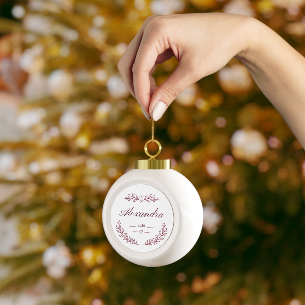 Poinsettia Wreath Christmas Ball Ornament – view 5