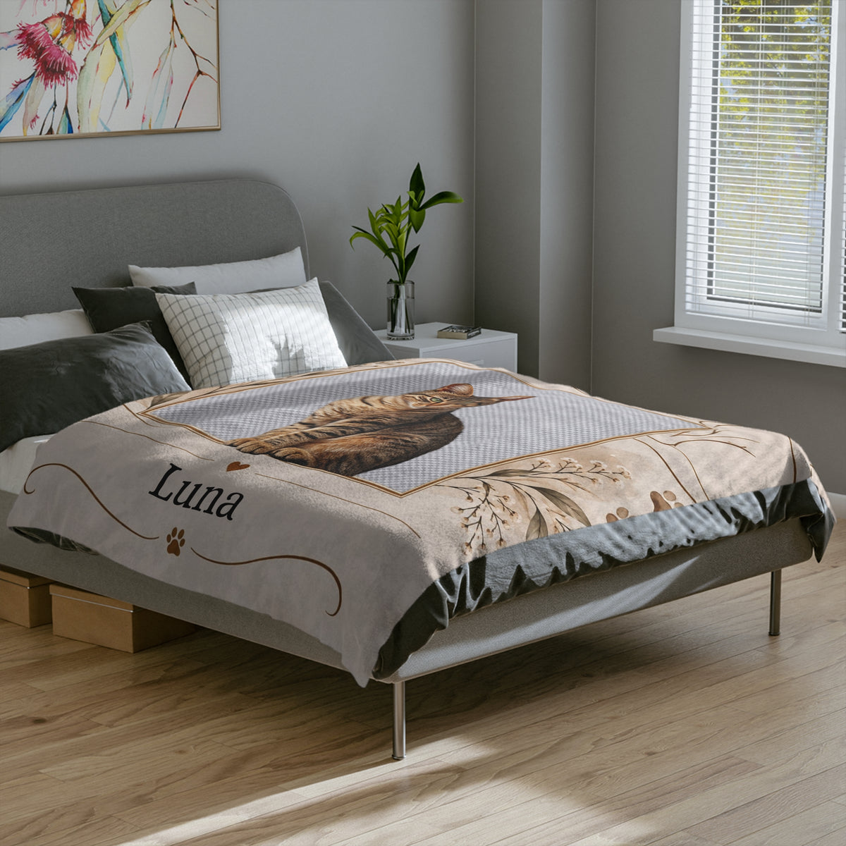 Personalized Cat Photo Blanket Custom Cat Name Cat Lover Keepsake Gift
