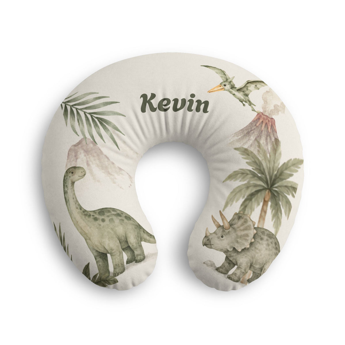 Personalized Baby Name Dinosaur Nursing Pillow Case Tropical Nursery Gift