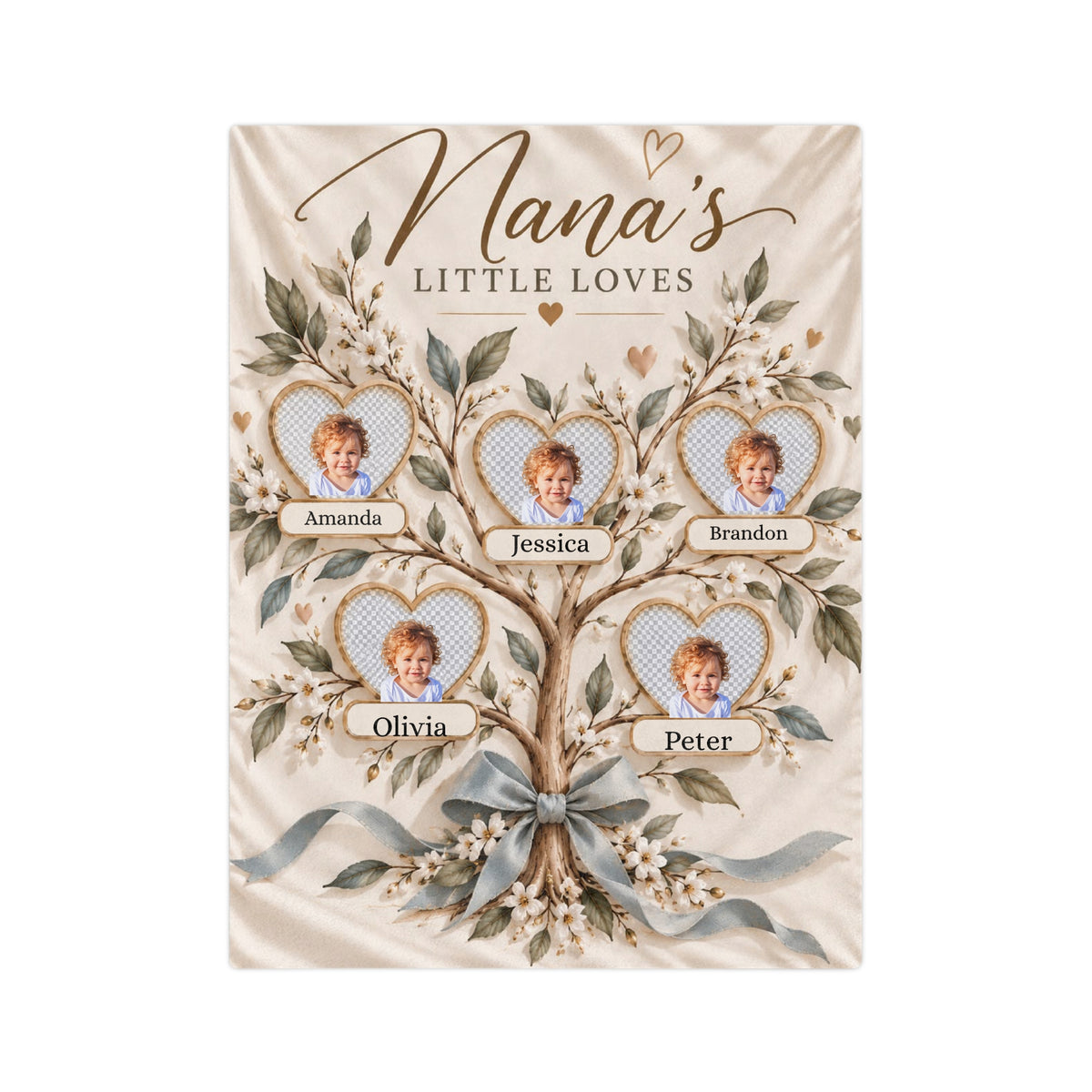 Personalized Nana Blanket Custom Grandkids Photo Nana’s Little Loves Gift