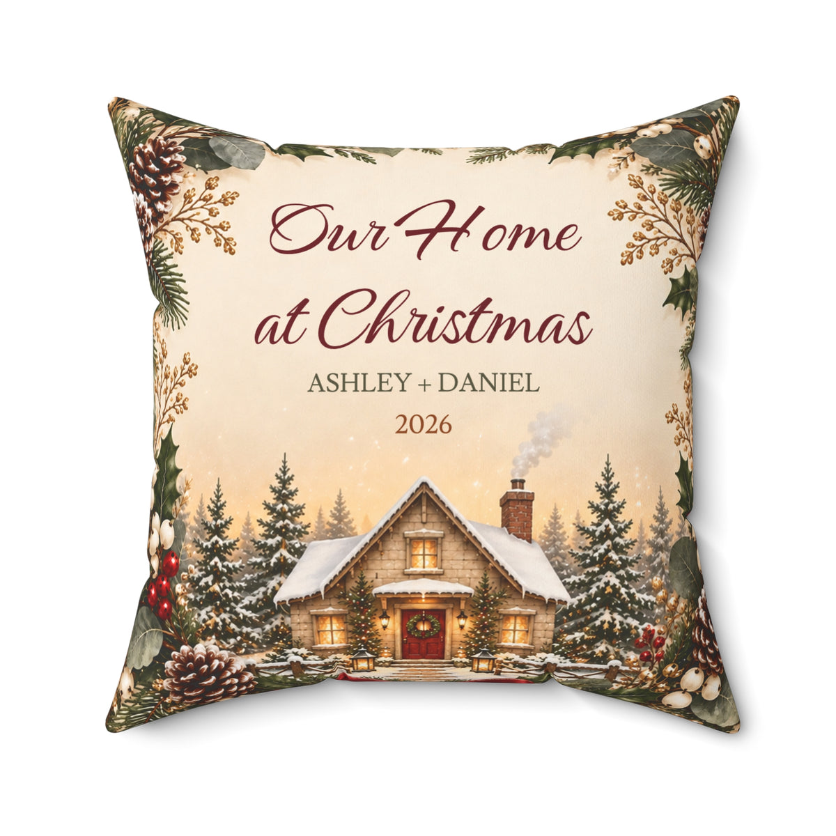 Newlywed Christmas Pillow, Names and Year – view 6