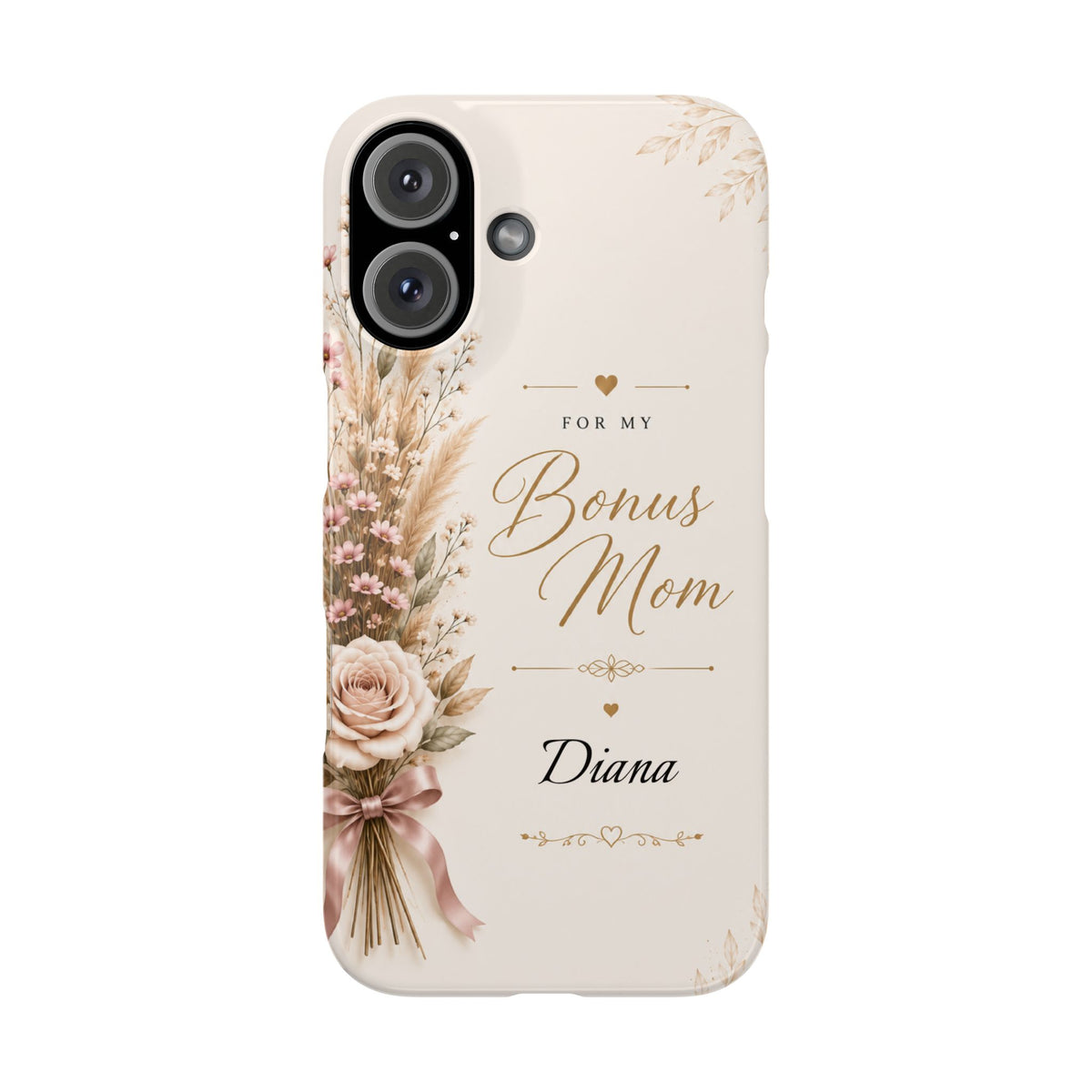Personalized Bonus Mom Custom Name Floral Slim Phone Case Gift for Stepmom
