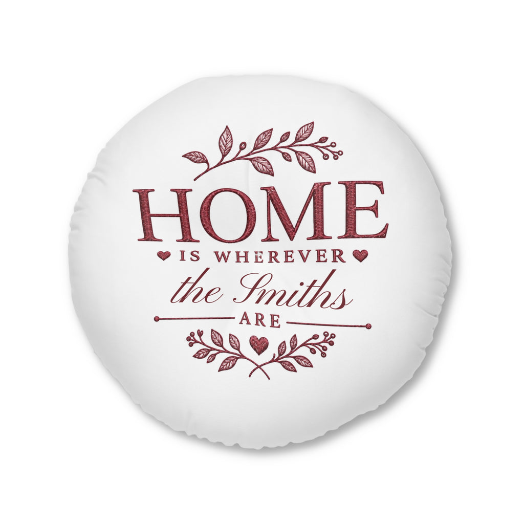 Personalized Family Name Custom Home Quote Tufted Floor Pillow Housewarming Gift