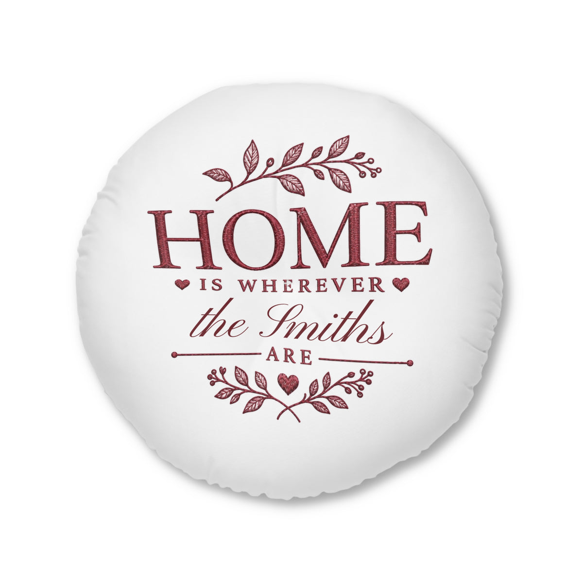 Personalized Family Name Custom Home Quote Tufted Floor Pillow Housewarming Gift