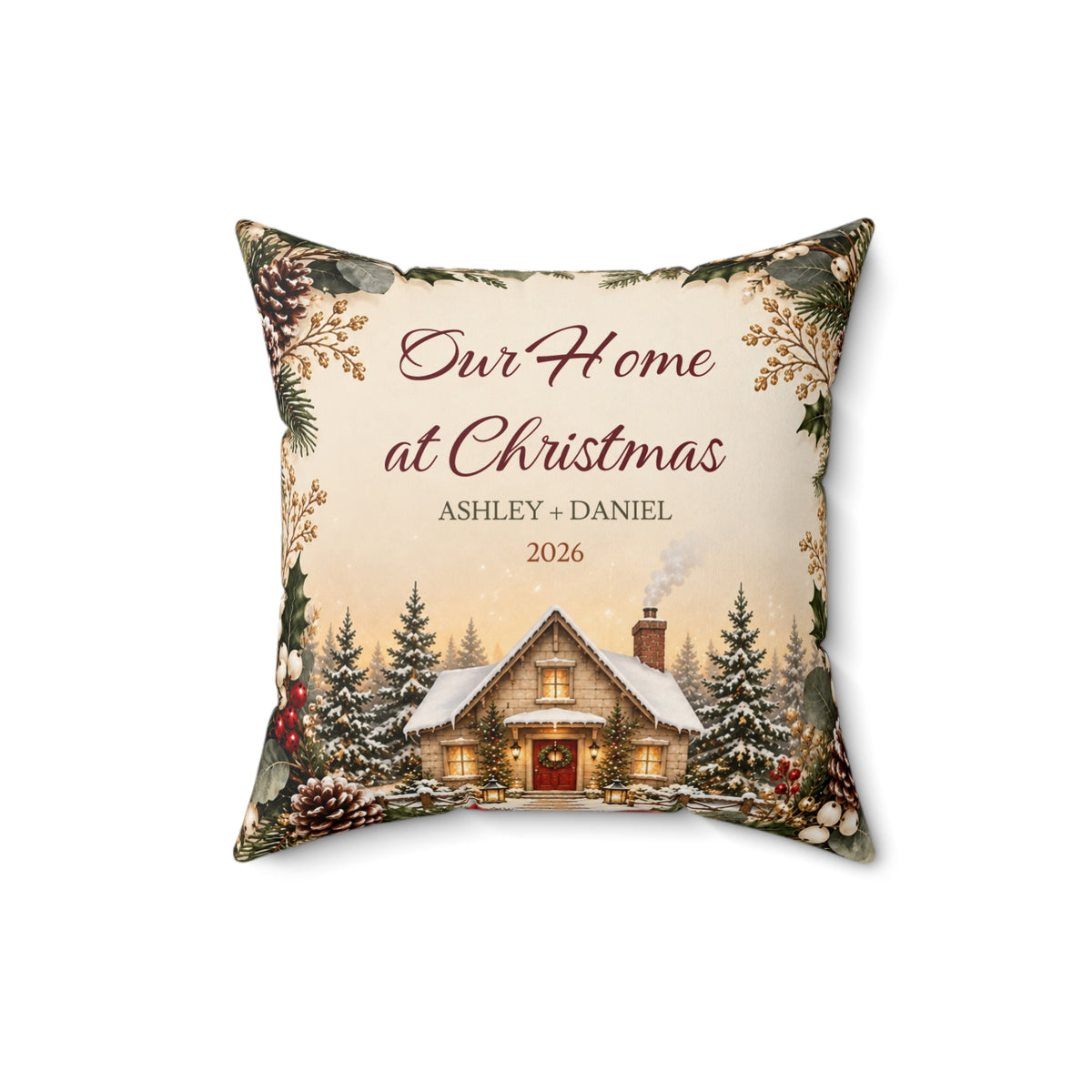 Newlywed Christmas Pillow, Names and Year – view 2