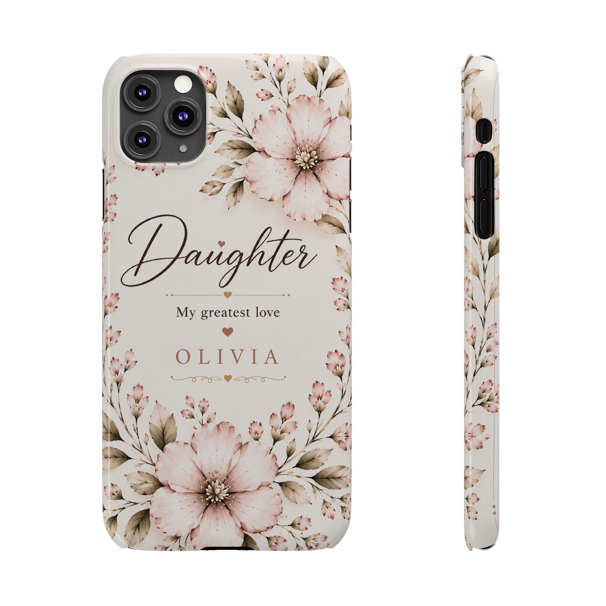 Personalized Daughter Custom Name Floral Slim Phone Case Gift for Daughter