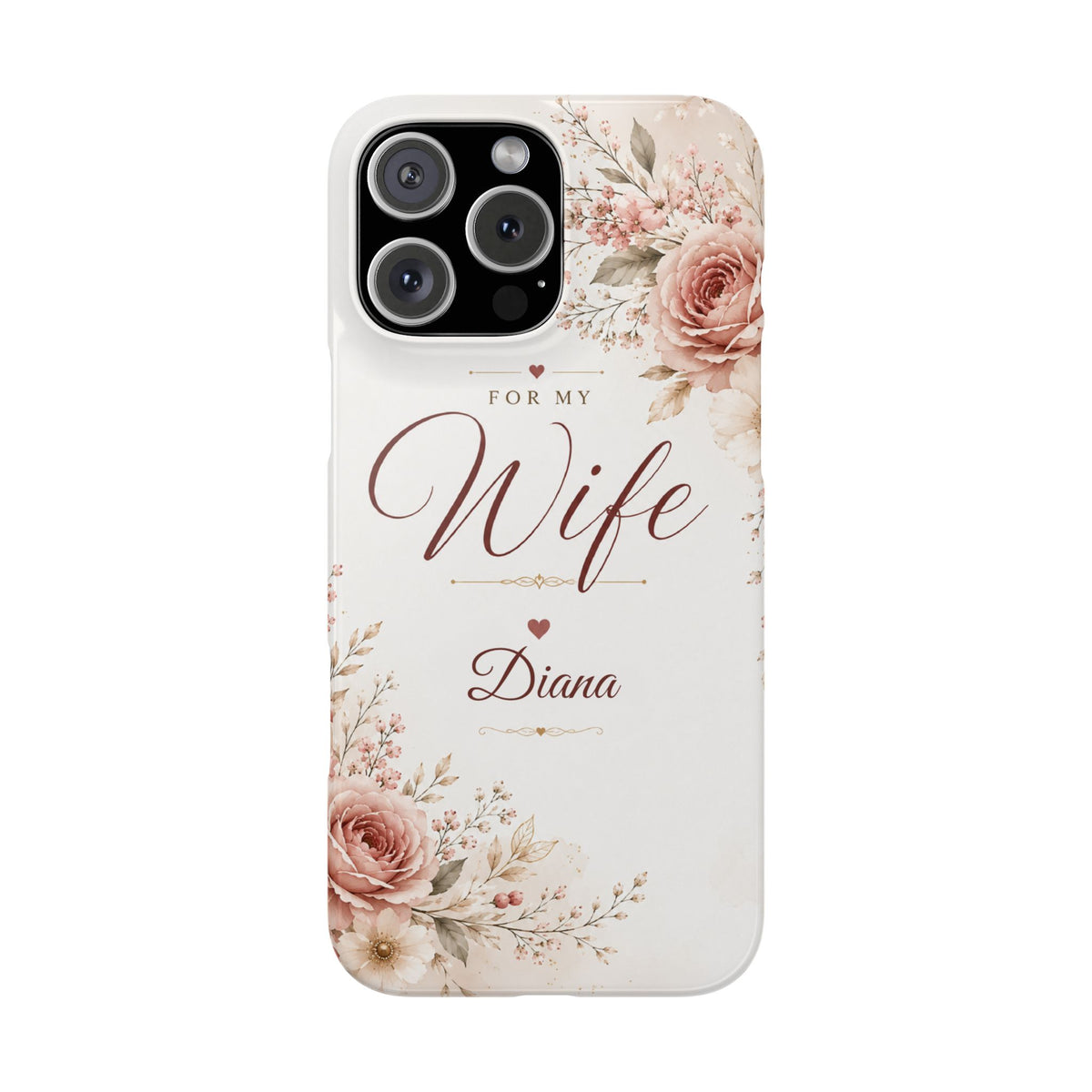 Personalized Wife Custom Name Floral Slim Phone Case Romantic Gift for Wife