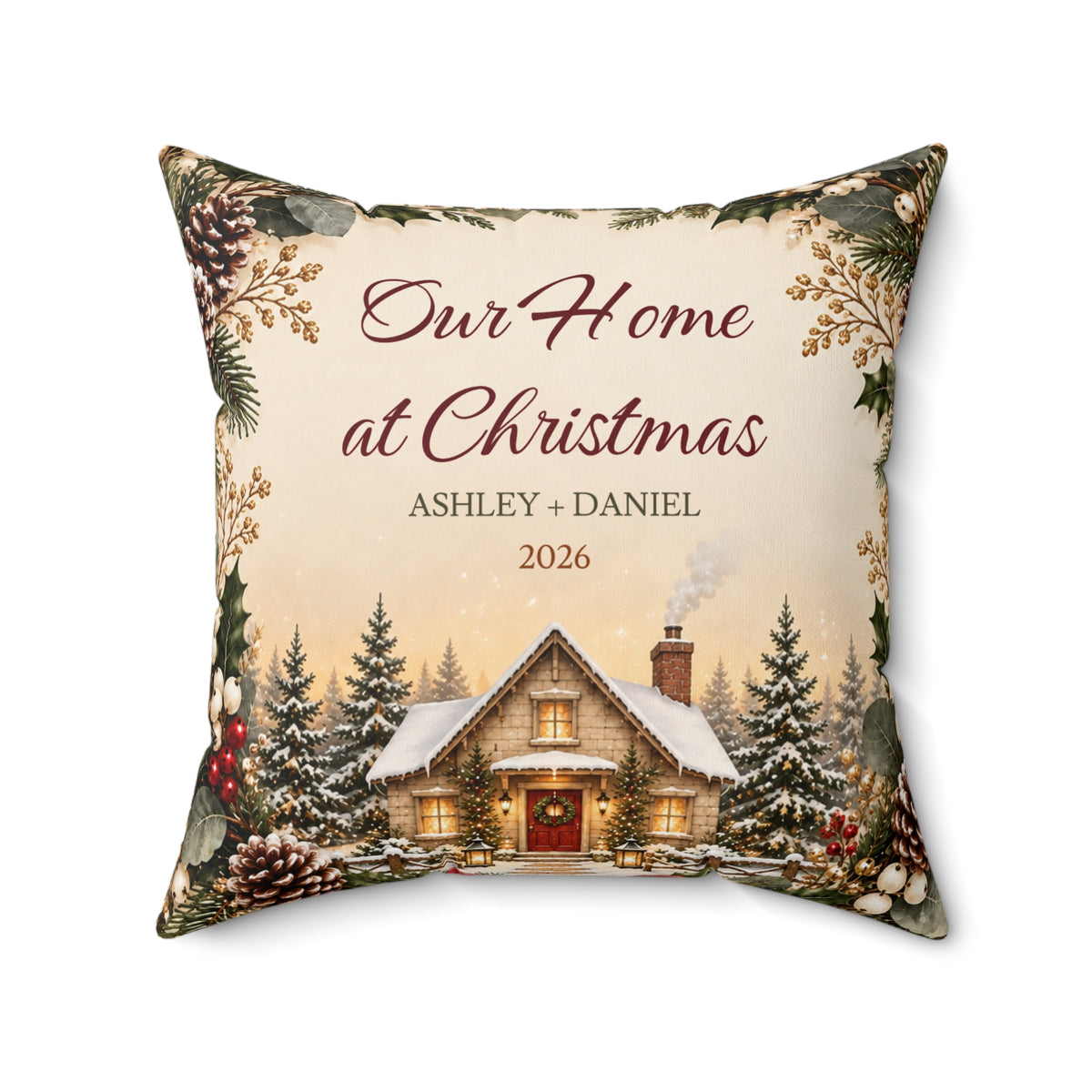 Newlywed Christmas Pillow, Names and Year – view 4