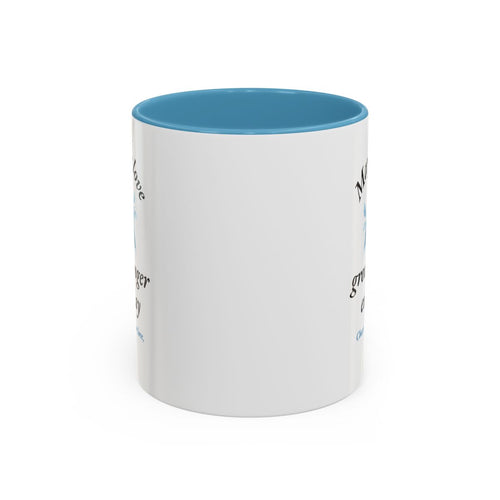 Personalized couples mug front view with elegant 'May your love grow stronger' script and black accent design